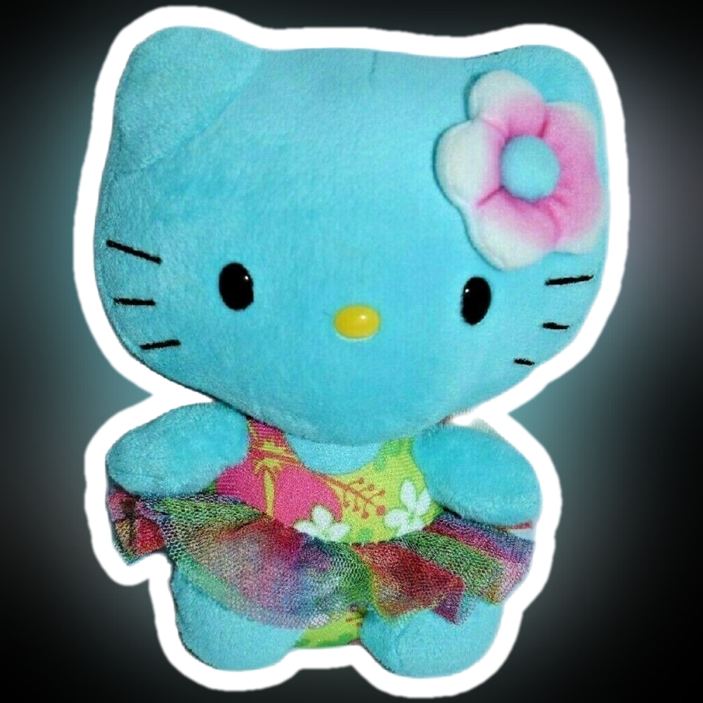 hello kitty y2k vintage hawaiian blue ty beanie baby ⋆˚✿˖°